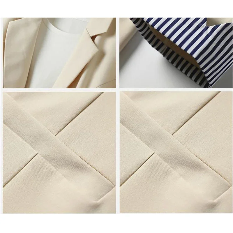 Women Solid Blazers Coat Fashion Slim Suits  Female Casual Three-Quarter Sleeve Chic Tops Thin Office Lady Blazer Spring Summer