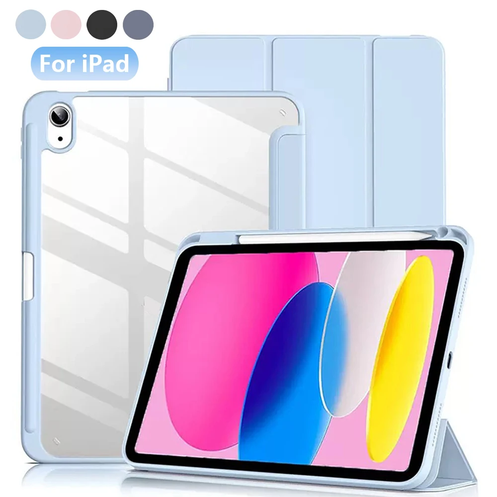 Funda trasera delgada y rígida de acrílico transparente para tableta, compatible con iPad Pro/Air/Mini 8.7/9.7/10.2/10.5/10.9/11.0, funda tipo folio a prueba de golpes