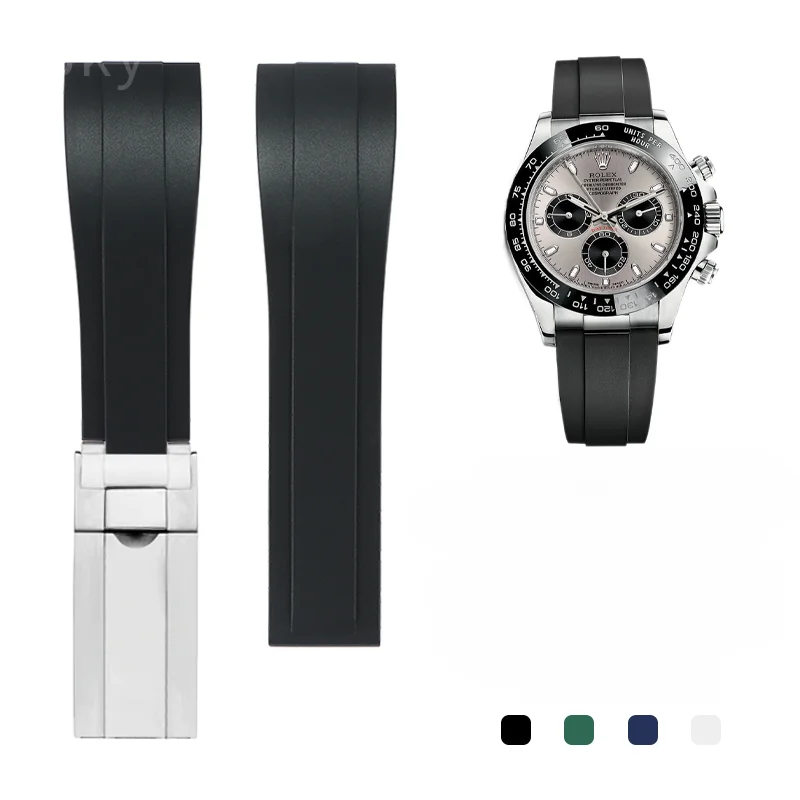 Cinturino Per Orologio Con Fibbia A Farfalla In Acciaio Inossidabile Per Rolex Black Water Ghost Green Submariner Daytona Cinturino In Gomma Resistent