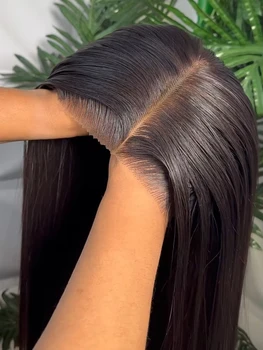 Human Hair Brazilian 4x4 Glueless Put on and go Wig 36 38 40 Inch 13x4 13x6 HD Transparent Bone Straight Lace Frontal Wigs 1
