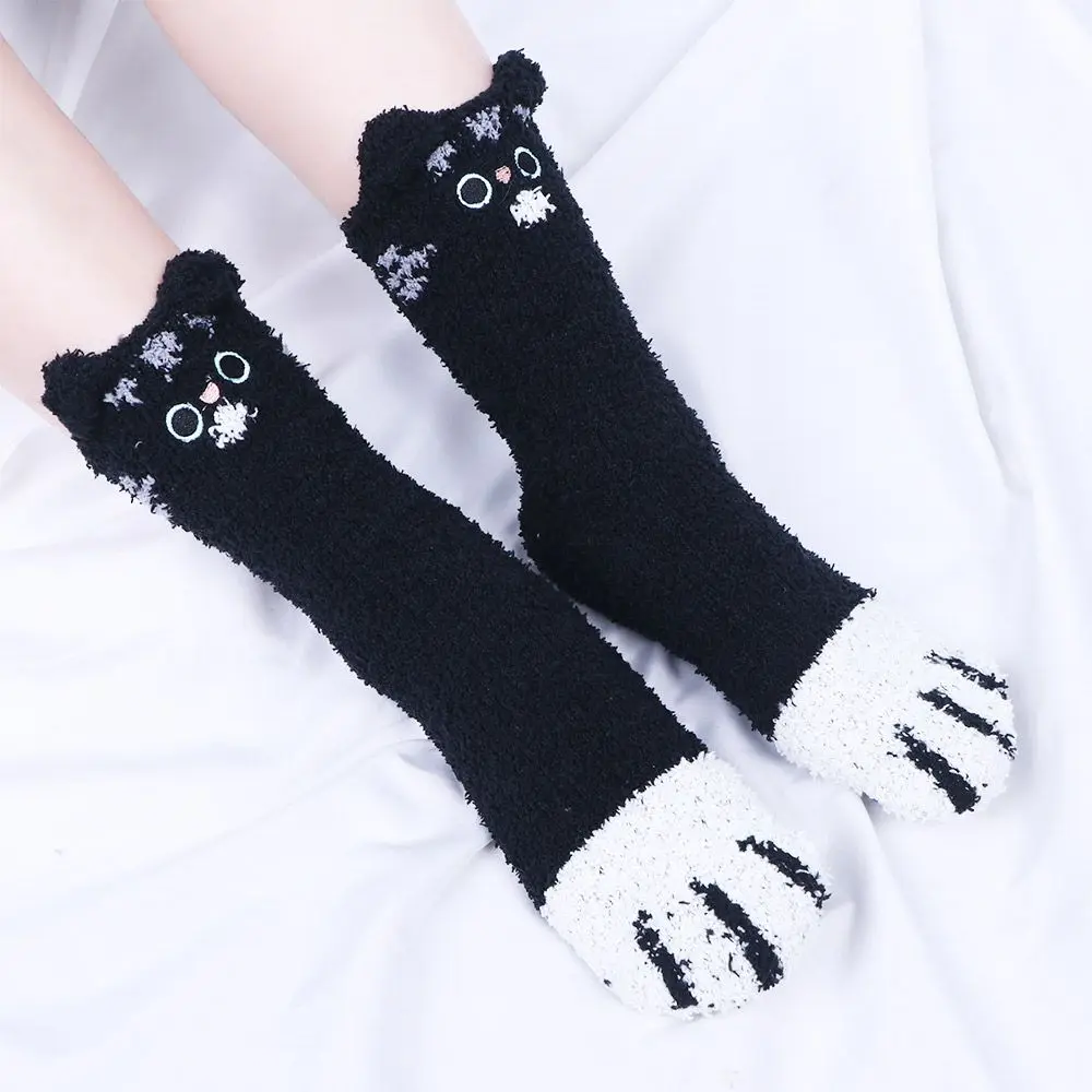 

Fashion Girls Warm Winter Plush Floor Socks Cat Paw Coral velvet socks Sleeping Socks