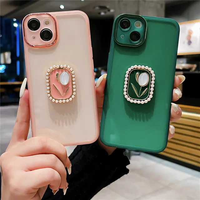 Funda de teléfono con soporte para tulipanes, cubierta de silicona suave para Xiaomi Poco X5, X3, Redmi Note 12 Pro, 5G, 11, 10, 9, 11S, 10S, 12C, 10C, 10A, A1 Plus