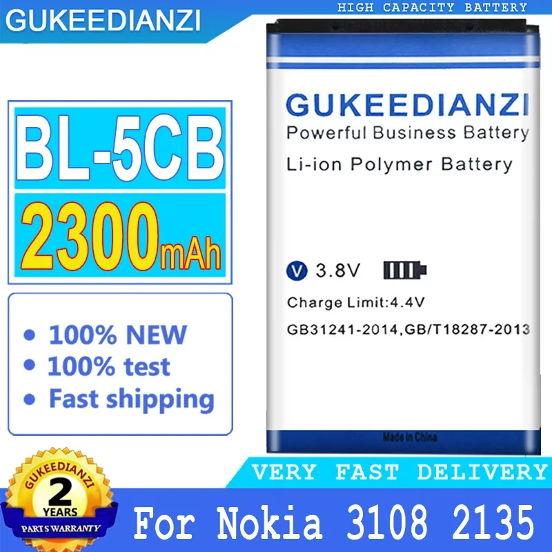 2300Mah Gukeedianzi Batteria Bl-5Cb Per Nokia 3108 2135 6086 6108 6230 6820 7610 N72 N91 100 101 103 105 109 111 113