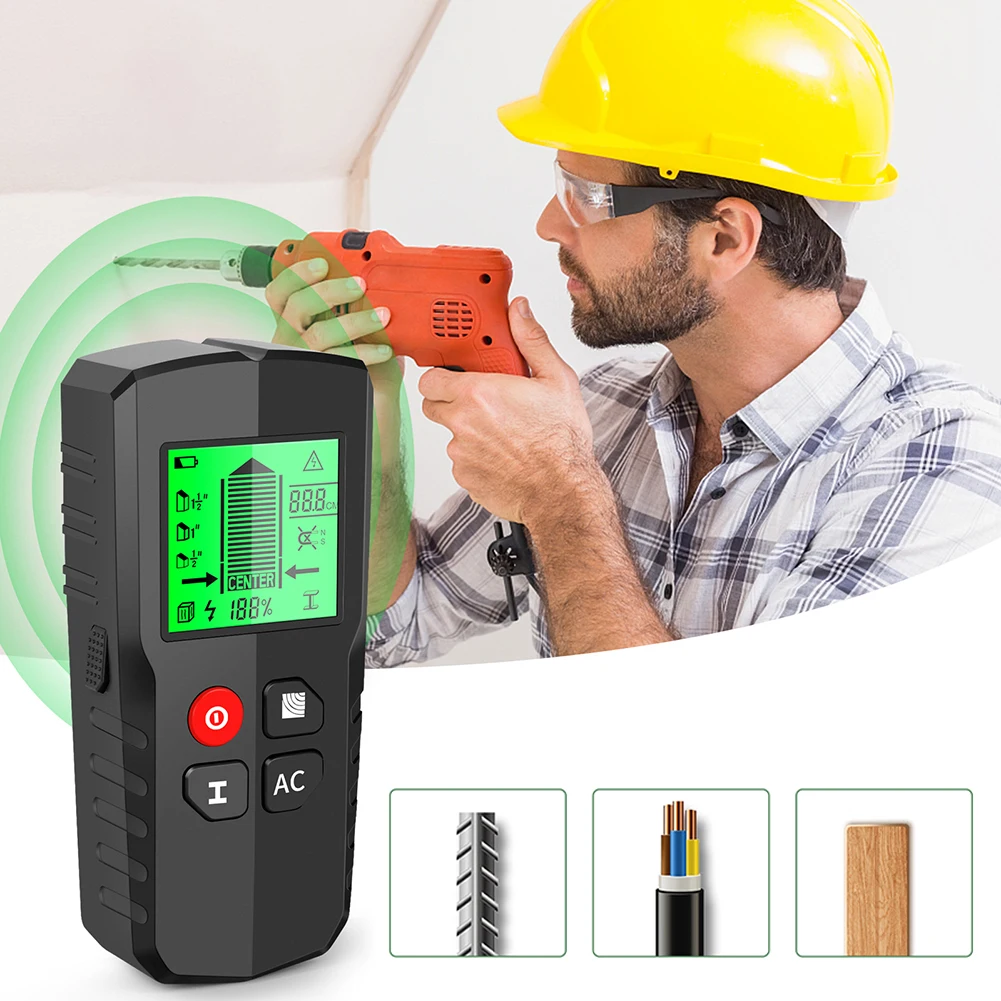 5 In 1 Stud Finder Wood Metal Finder Fili Per Cavi Digitali Tracker Di Profondità Display Lcd Retroilluminato Rilevatore Elettronico A Parete Con Sens