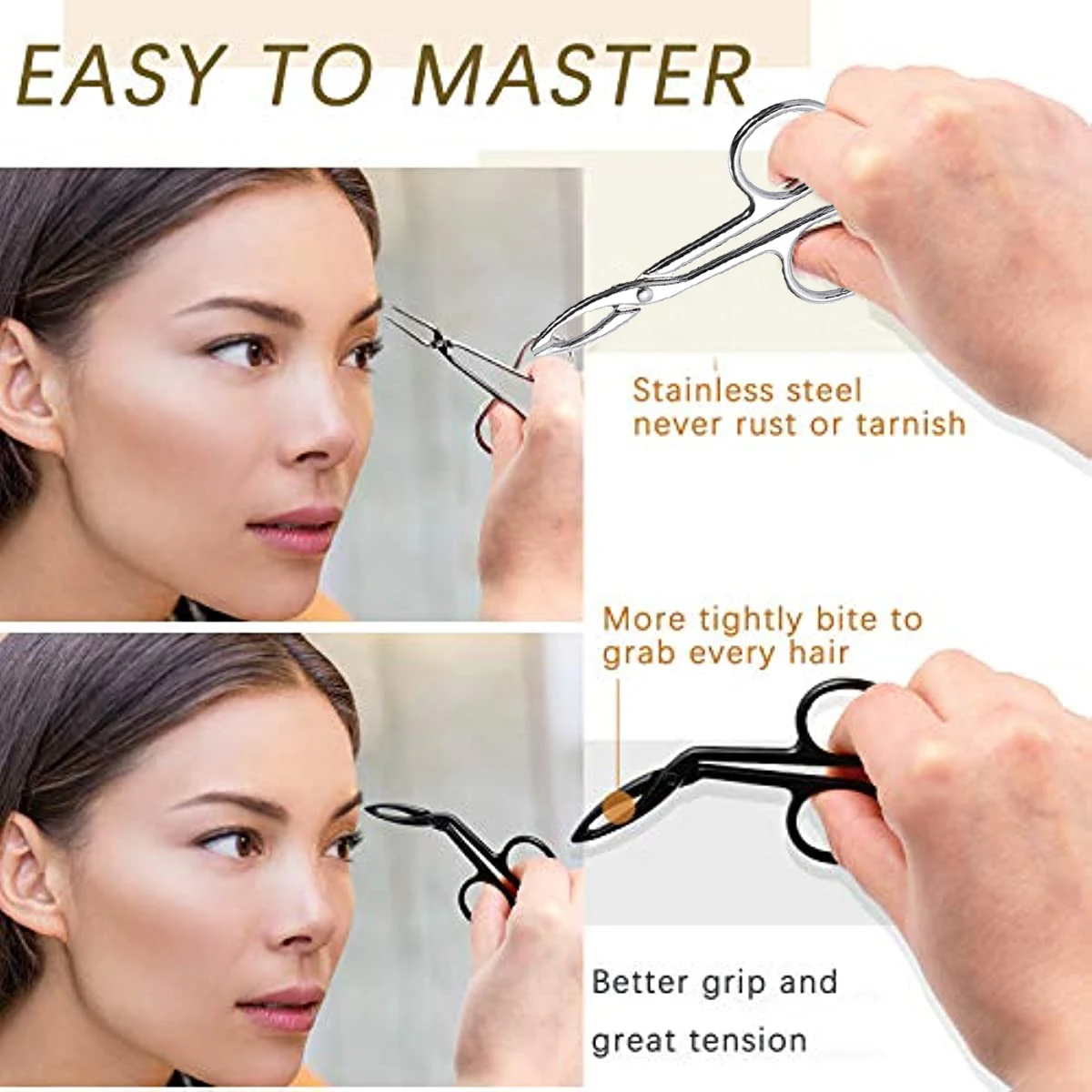Scissor Shaped Eyebrow Tweezers Flat Headed Tweezers Oblique Headed Tweezers Stainless Steel Scissors Handle Tweezers 4