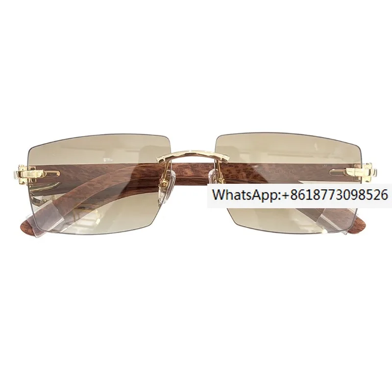 

Fashion High Grade Wooden Frame Frameless Square Men's and Women's Sunglasses Art Concave Design Cool Summer