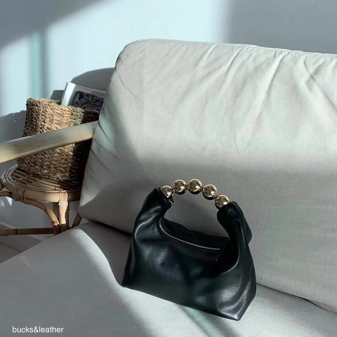 여성용 PU 가죽 클러치 지갑, 진주 체인 핸드백, 크로스 바디 숄더백, 금속 소형 토트백, 패션 