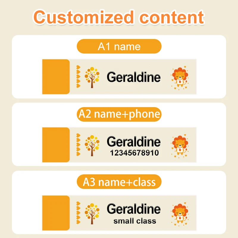 Name Stickers Name Sticker Personalized name lanyard name label hook children's ID card label daycare water bottle name lion
