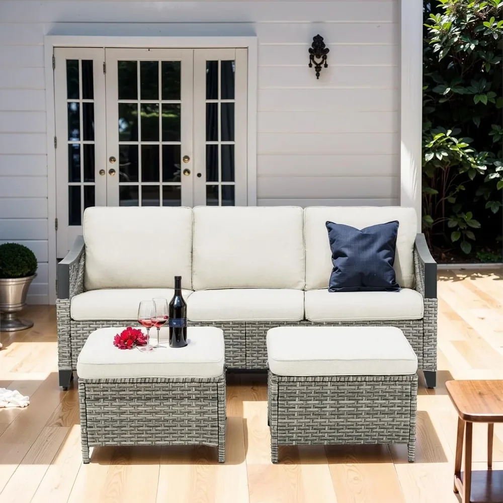 5 Piece Patio Furniture All Weather 2-Seater Outdoor Sectional Sofa with Thick Cushions for Patio,Porch,Garden,Backyard