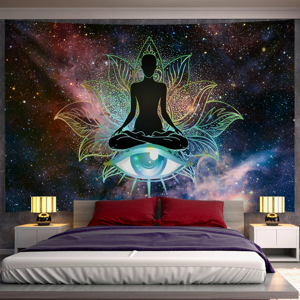 EyesSevenChakrasTapestryWallHangingAbstractHippieFantasy