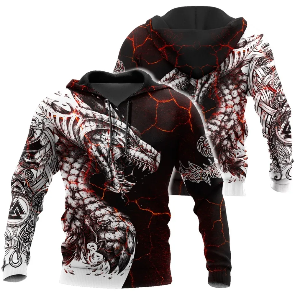 

Black White Tattoo Dragon 3D Printed Men's Hoodies Sweatshirts Unisex Streetwear Pullover Casual Loose Jacket Tracksuits 4XL