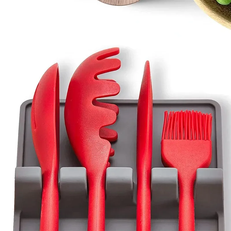 Silicone Kitchen utensil holder Tableware Drying Utensil Rack Fork Spatula Multifunctional Shelf Non-Slip