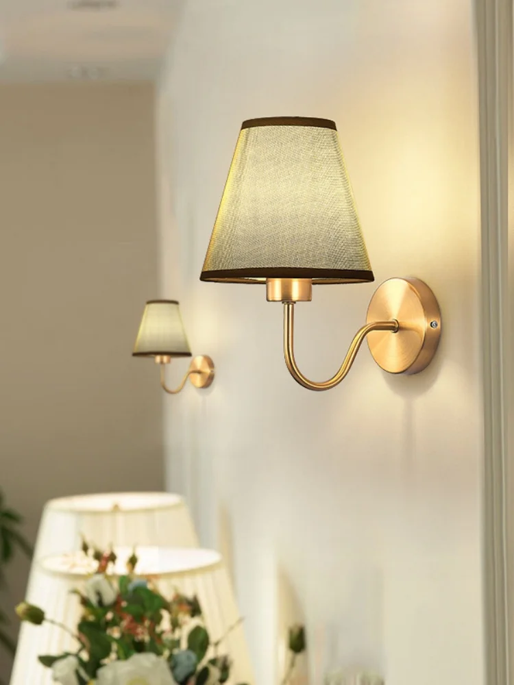 LED Fabric Retro Wall Lamp Indoor Lighting Modern E27 Fabric Wall Lights Family Bedroom Bedside Hotel Lamp