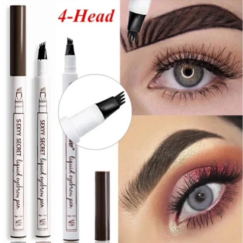 Lunana Beauty 4 Point Eyebrow Pen, Micro Ink Brow Pen Waterproof Eyebrow  Pencil with Micro-Fork Tips for Daily Natural Eye Brown Makeup (1# Chestnut)