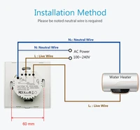 สวิตช์ควบคุมเครื่องทำน้ำอุ่นอัจฉริยะแบบ Wifi 40A 8000W กำลังไฟสูง สวิตช์เครื่องทำน้ำร้อน Tuya มาตรฐาน EU/US หน้าจอสัมผัสกระจกหรูหรา ตั้งเวลาได้ ควบคุมด้วยเสียง 4