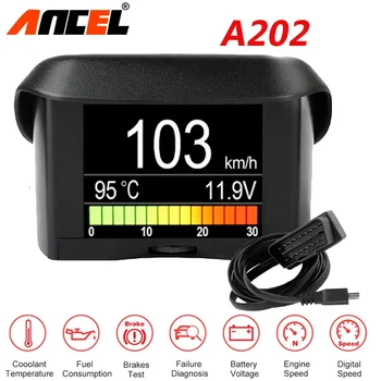Scanner OBD2 ANCEL A202, Computer di Bordo per Auto con Display Digitale di Velocità, Carburante e Temperatura