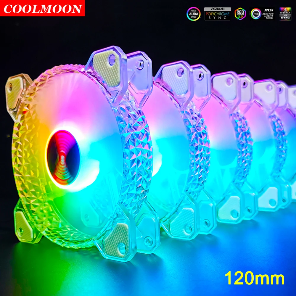 Pack De 5 Ventilateurs PC 120mm ARGB PWM - Silent, 4 Broches, 1500 RPM, Pour Boîtier, Neuf Avec Garantie