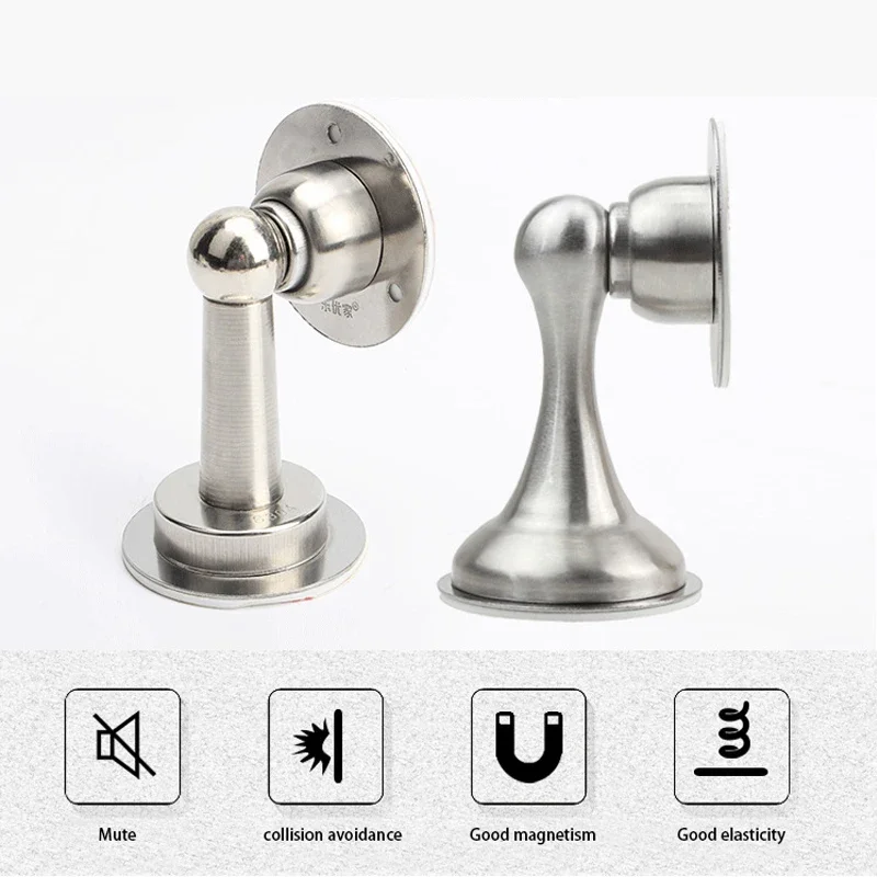 Magnetic Door Stopper Stainless Steel Sticker Toilet Glass Hidden Door Holder