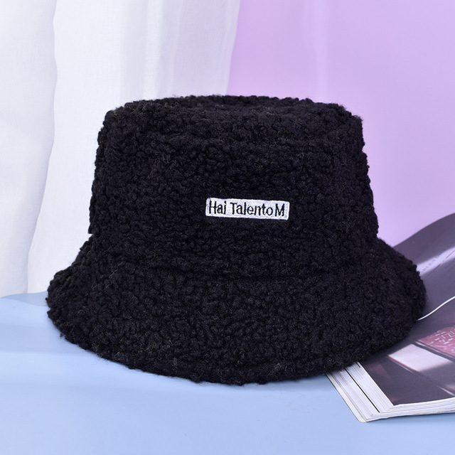 Wool Faux Fur Bucket Hat Winter Warm Teddy Velvet Hats for Women Lady Thicken Bob Panama Outdoor Fisherman Hat Caps