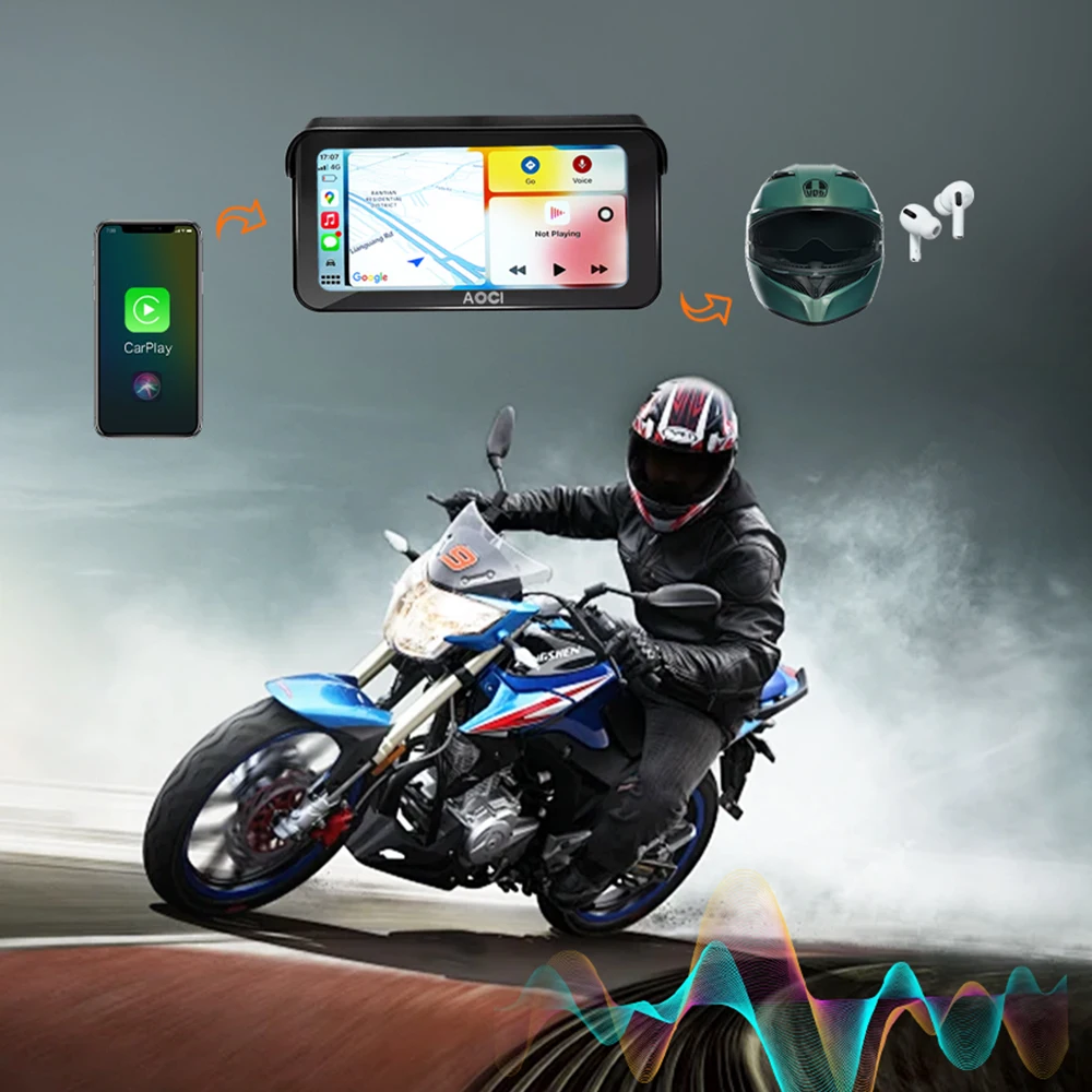 Aoocci C6PRO GPS Carplay 6.25 pollici per Moto con CarPlay e Android Auto Wireless, Navigazione GPS per Motocicletta, Doppio Bluetooth - immagine 2