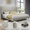 Queen Platform Bed Frame 51.2" High Headboard Tall Upholstered Beds/No Box Spring Required, Queen Bed Frame 5