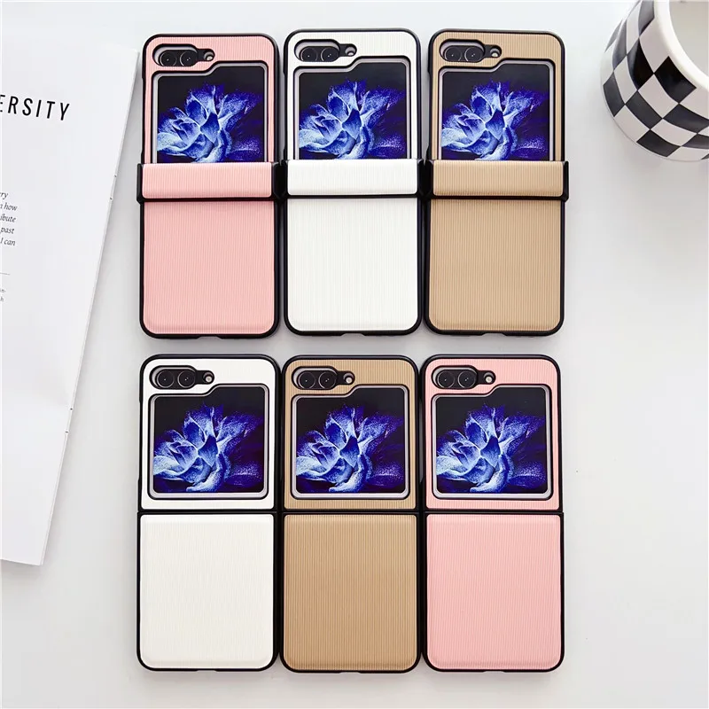 

Vertical Stripe Flip5 Phone Case For Samsung Galaxy Z Flip 5 4 3 5G Protective Flip3 Flip4 Flip5 Cover Shell