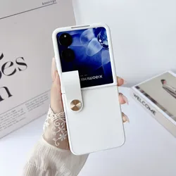 Xiaomi MIX Flip Faux Leather Shockproof Case with Strap - Skin-Friendly Folding Hard Back Cover for Xiaomi MIX Flip (White A)