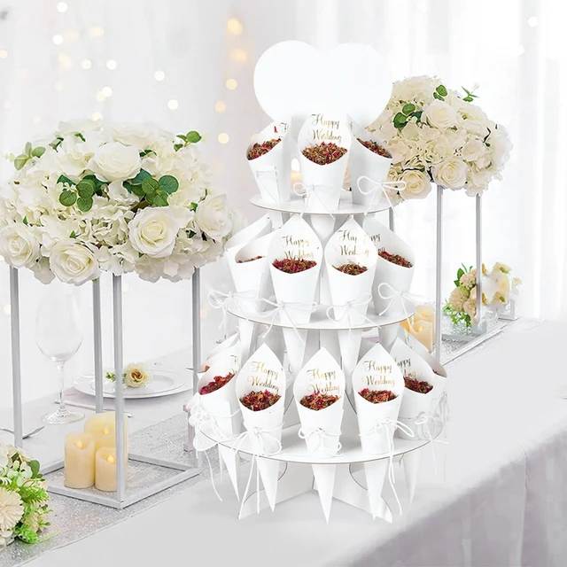 Vassoio Portaconi Matrimonio 30 Fori - Cartoncino Bianco Con Manici