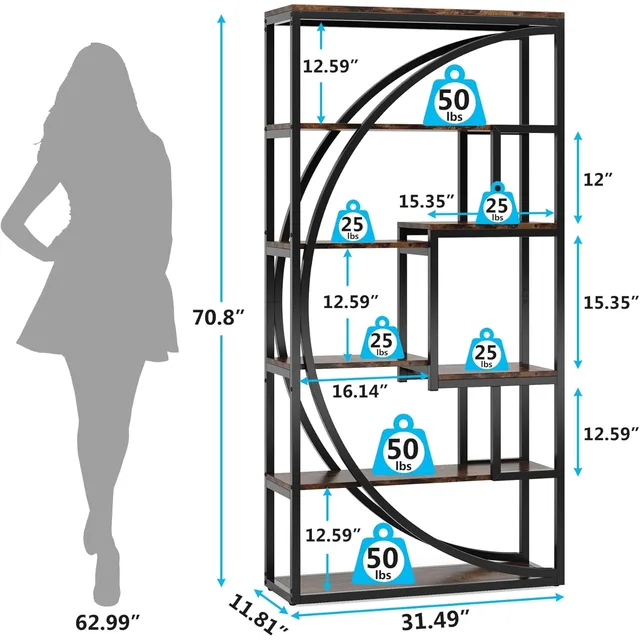 Industrial 5-Tier Etagere Bookcase 2
