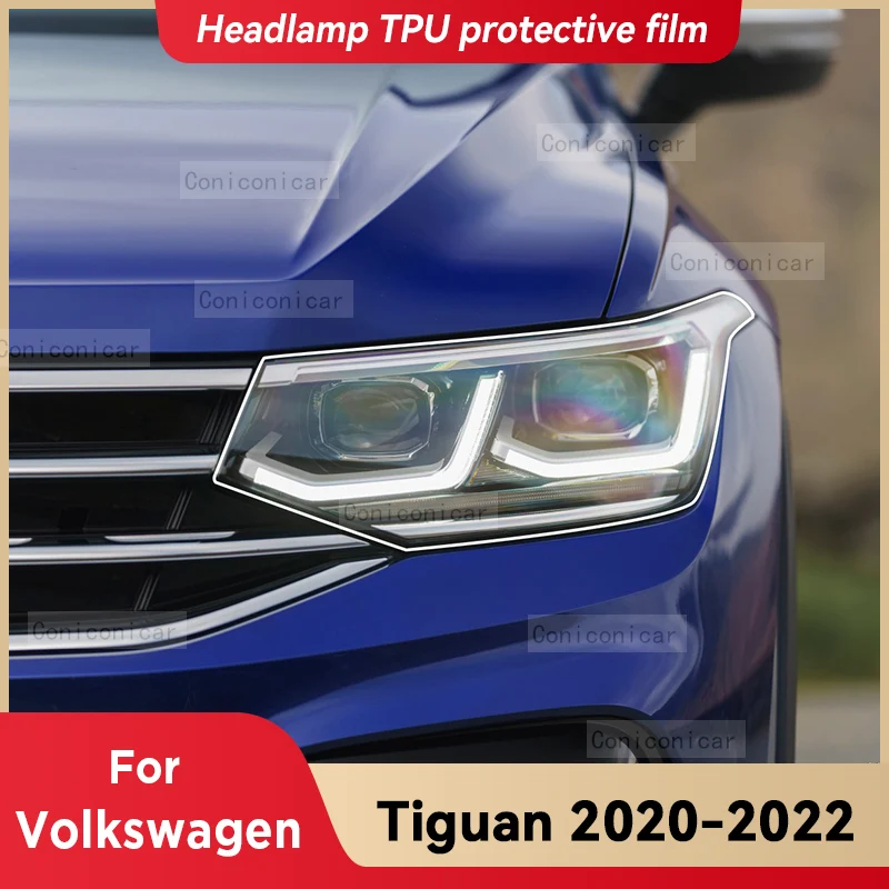 

Прозрачная защитная пленка из ТПУ для автомобильных фар Volkswagen TIGUAN 2020-2022, передняя Зеркальная Наклейка с изменением цвета
