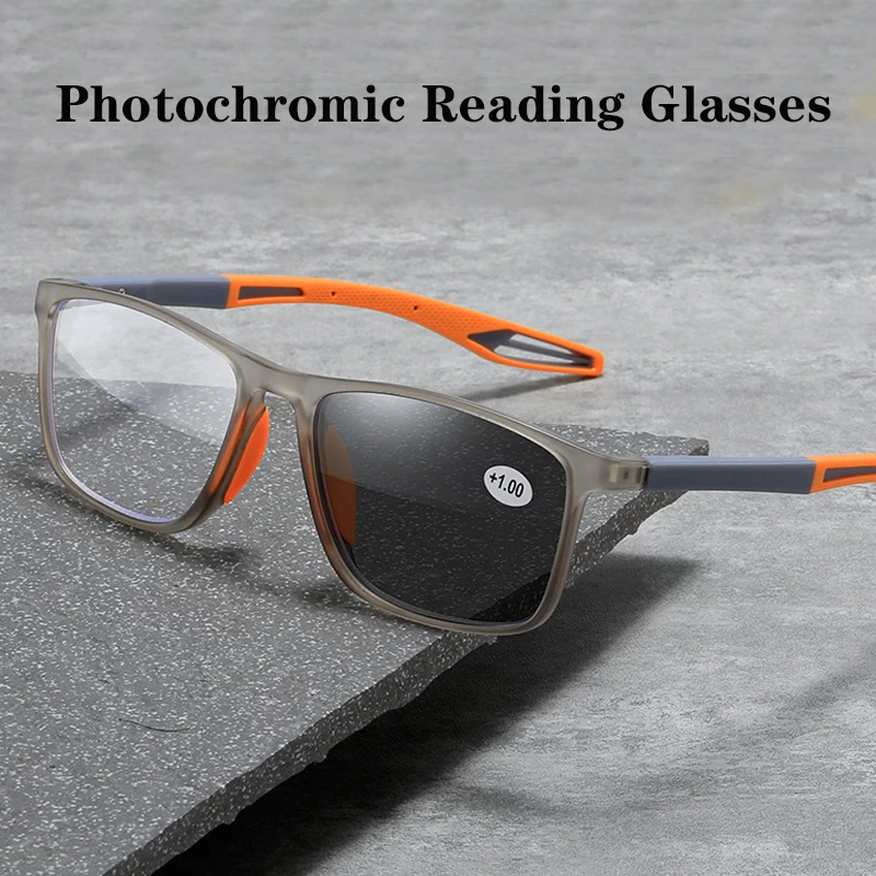 

Customizable Prescription Photochromic Reading Glasses Anti-Blue Ray Sports TR90 Temples Prescription Eyewear UV400 1.5 2.0 2.5