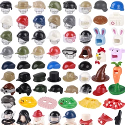 Military Tactical Helmet Building Blocks Cap Hat Berets Soldiers Firemen Figures Accessories Animal Head Covering Bricks Toys