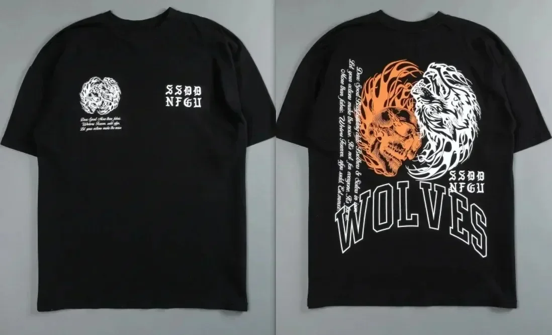 NEW Darc Wolf Sport T Shirt Men Oversized Graphic DTG Printing Gym Fitness Short Sleeve Tee Streetwear Fashion Top