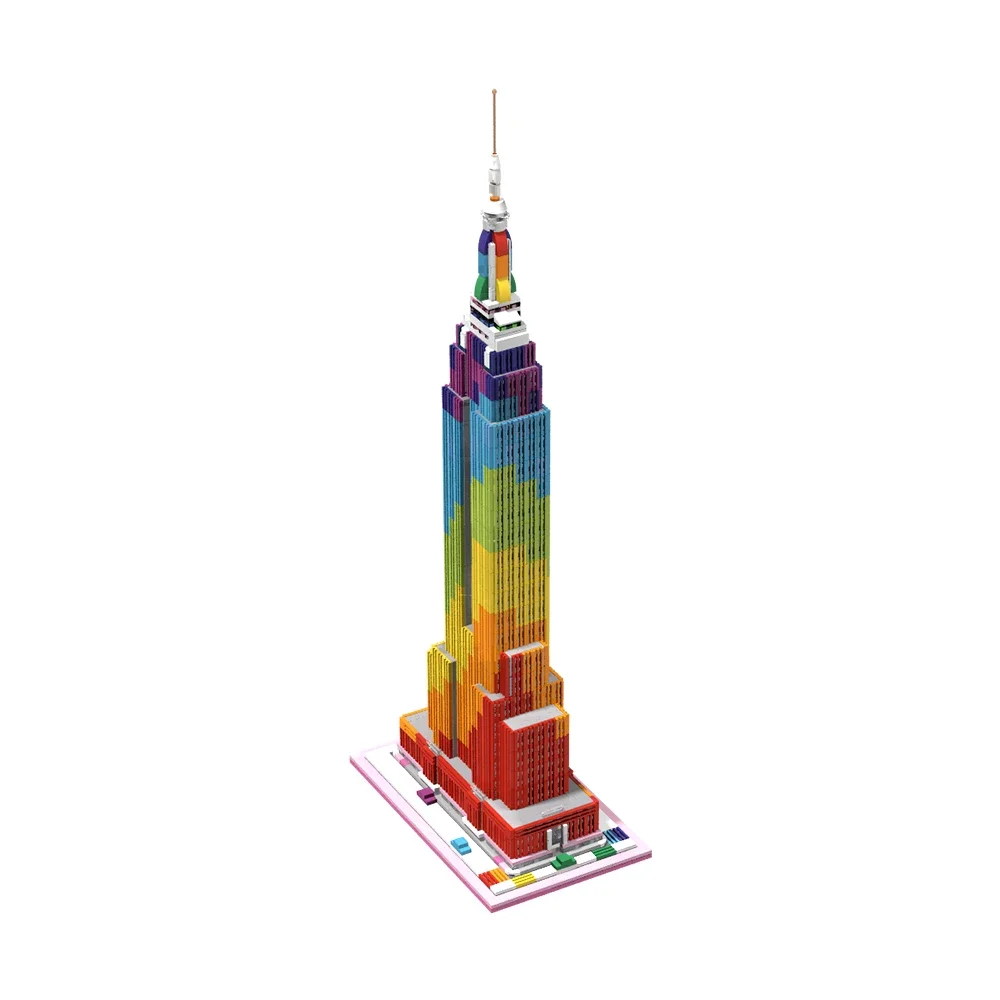 Gobricks Moc Modern Design Architecture Colorful Empire State Building Blocks High Rise Houses Mattoni Creatività Giocattoli Regalo Per Bambini