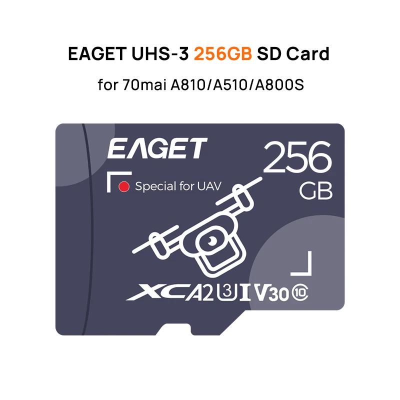 Best Suitable HIGH-ENDURANCE Micro SD Card USH-3 Max 100MB/S Read TF Card for 70mai 4K Dash Cam A800/A800S/A810