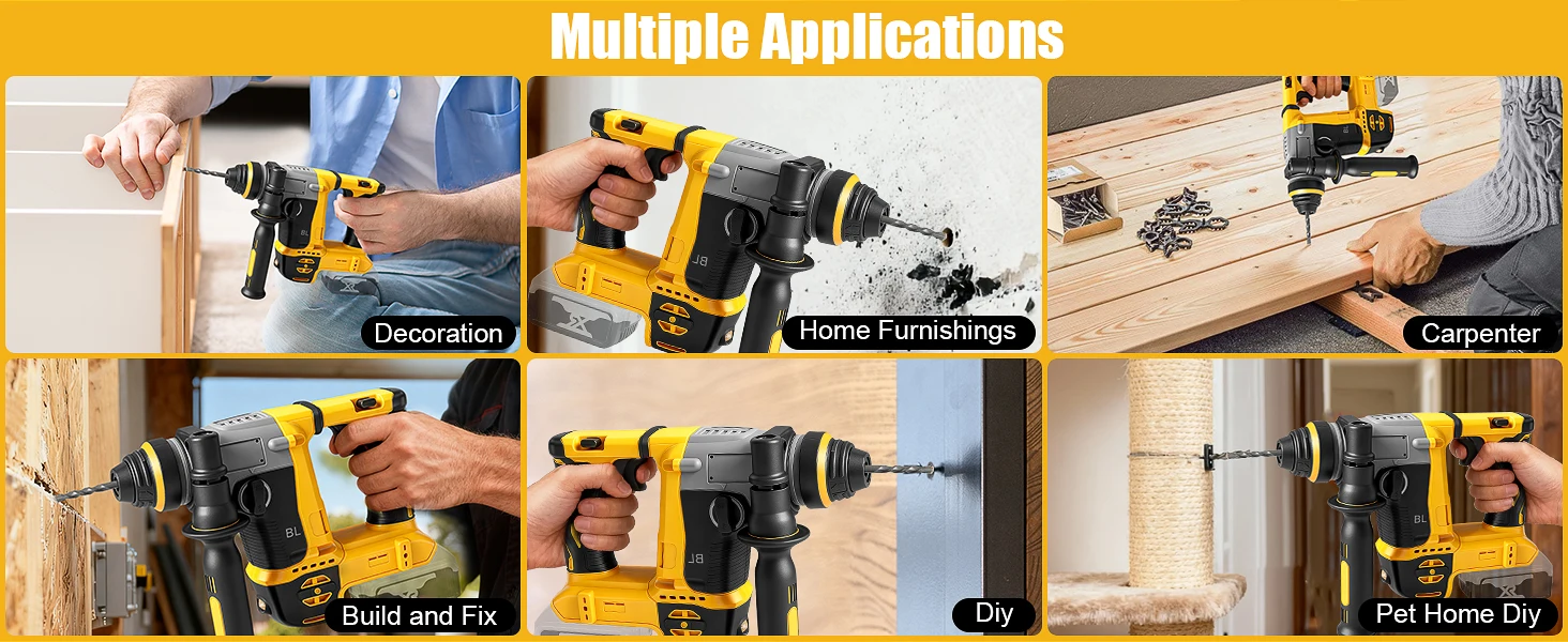 2 Modes SDS Metal Concrete Breaker Jackhammer Tools For DeWALT 20V Battery Brush