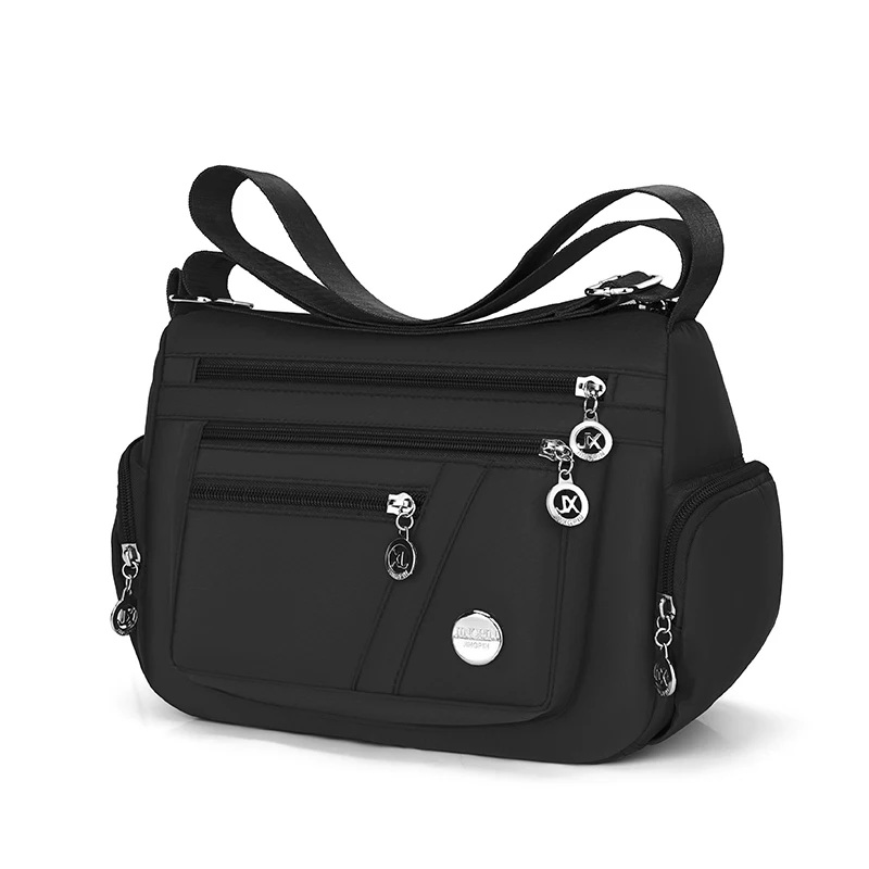 New unisex nylon cloth women's bag Oxford cloth shoulder crossbody bag travel bag Middle aged and elderly multi-layer leisure ba