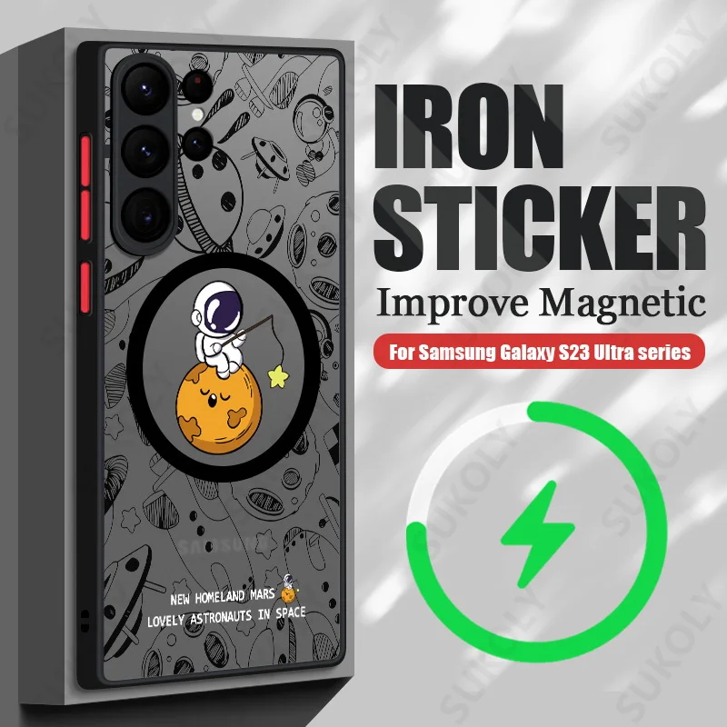 Magnetic Space Astronaut Matte Phone Case Cover