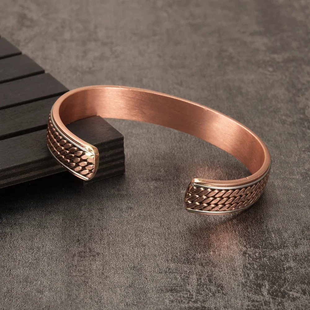 Twisted Pure Copper Bracelets Men Health Energy Magnetic Bracelet Benefits Men Adjustable Cuff Bracelets Bangles Health Copper 5