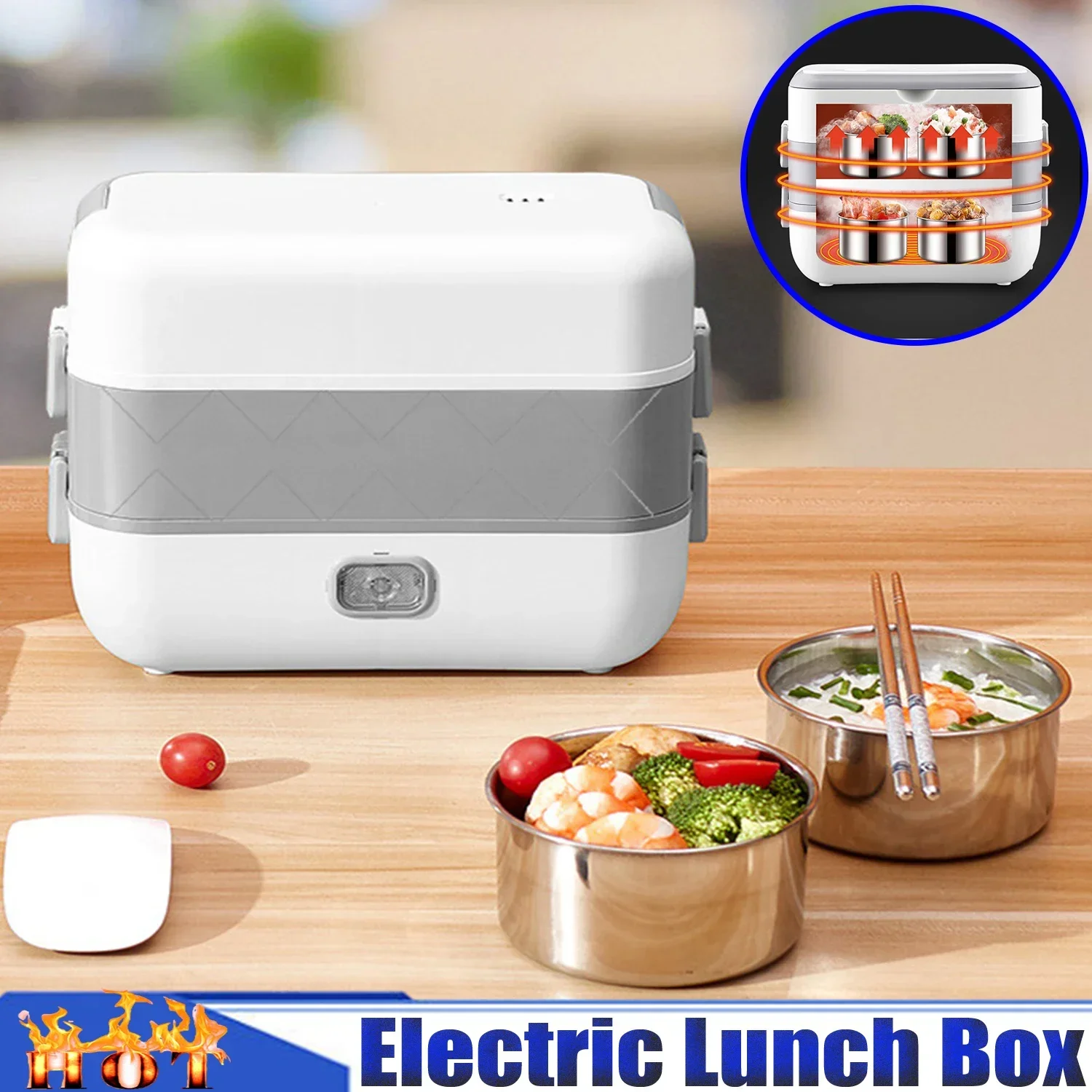 

Electric Lunch Box,Heated Insulation Lunch Box,110/240V 300W Portable Food Warmer LunchBox for Car,Truck,Office Workers,Students