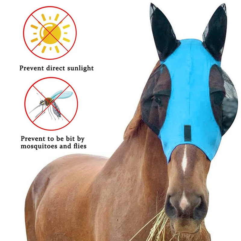 1pc Anti Fly Mesh Equine Mask Horse Mask Stretch Bug Eye Horse Fly Mask