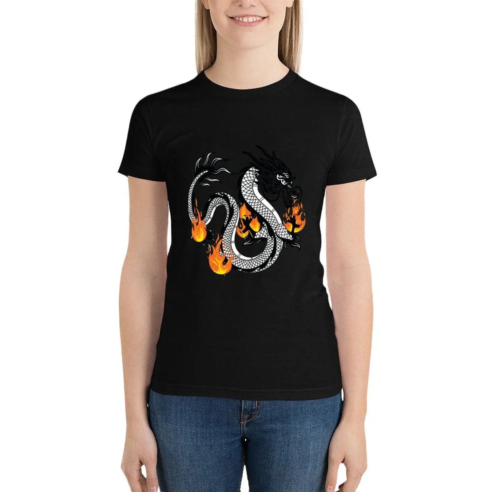 Dragon T-Shirt korean fashion lady clothes Women's summer blouses 2024