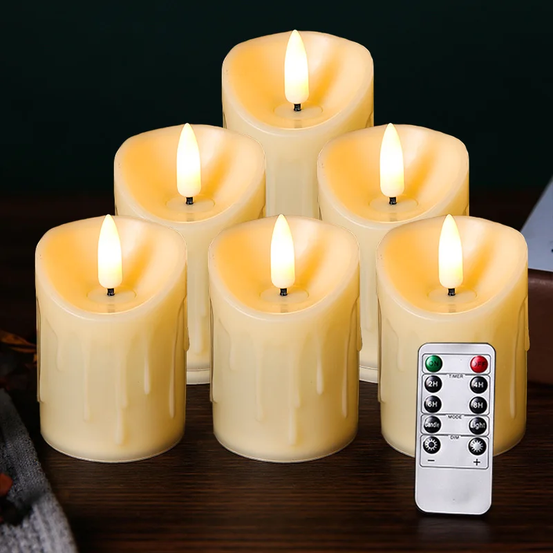 

LED Flameless Candles with Timer Remote 350+Hour Realistic Black Wick Battery Operated Candles, 6PCS for Party Holiday Christmas