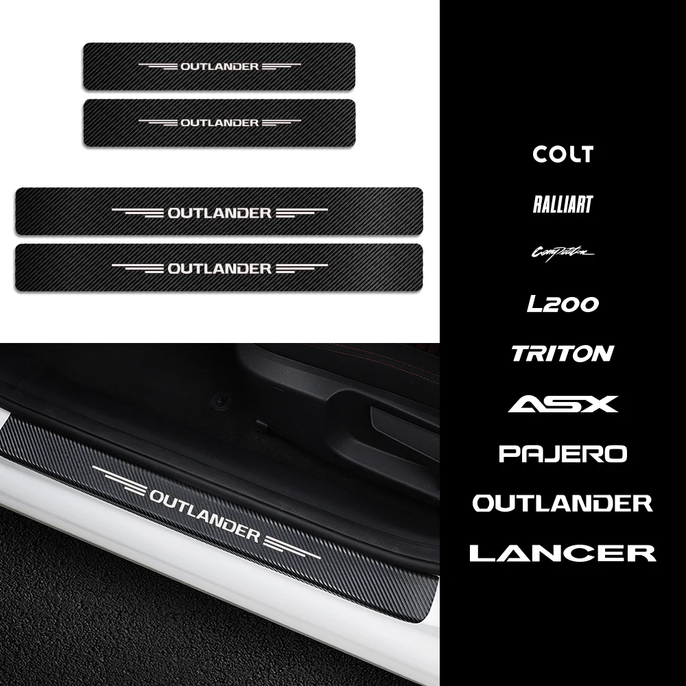 Наклейки на пороги автомобиля для Mitsubishi Ralliart Colt Lancer L200 Triton Outlander Pajero ASX Lancer EX Delica Evolution X Eclipse