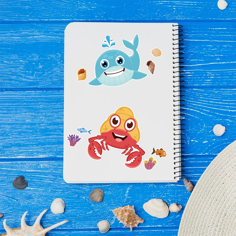 Cartoon Ocean Sea Animal Stickers 6 Sheets/Set for Kids DIY Art Craft Party Favors Toy