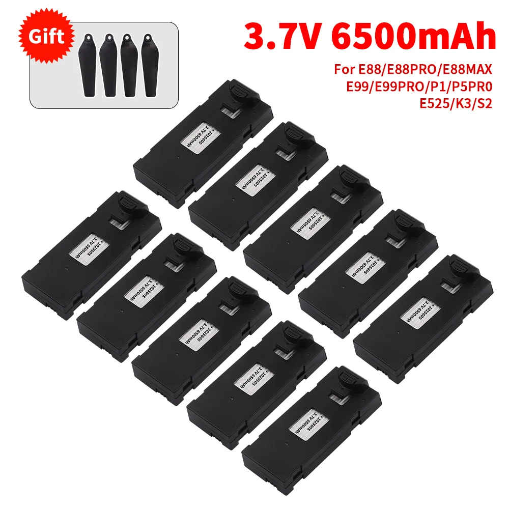 RC Drone Battery, 3.7V 6500Mah, for E88 E88PRO E99 P1 K3 LsE525 E525 PRO Mini Uav Drone, power tool battery, rechargeable lithium batteries, rechargeable nickel zinc batteries, rechargeable nickel metal hydride batteries