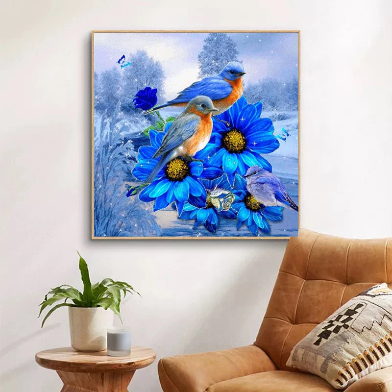 Birds and Flowers Printed Cross Stitch Kits DIY Hummingbird Pattern Embroidery New Fashionable Handmade Hanging Painting Craft