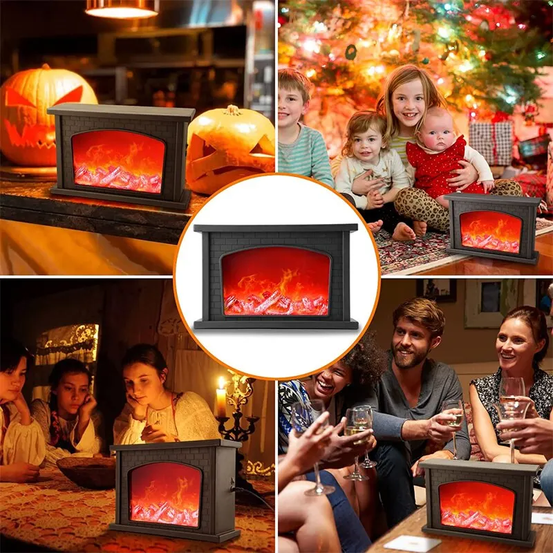 LED Fireplace Flame Lantern Lamp Simulation Flame Night Light USB Or Battery Powered Flameless Lamp for Courtyard Room Decor 6