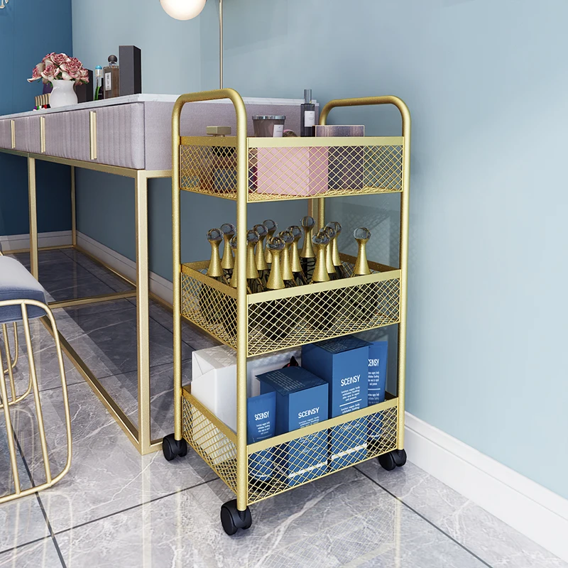 Hot Sale New Simple Make Up Beauty Metal Gold Manicure Pedicure Rolling Hand Cart Salon Drawer Beauty Trolley 15 drawer metal rolling storage cart white shoe storage shoe box storage shoe organizer storage cabinet