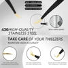 Eyelash Tweezer Black Stainless Steel Superhard Precision Anti-Static Tweezers Grafting Lashes Extension Supplies Makeup Tools 2